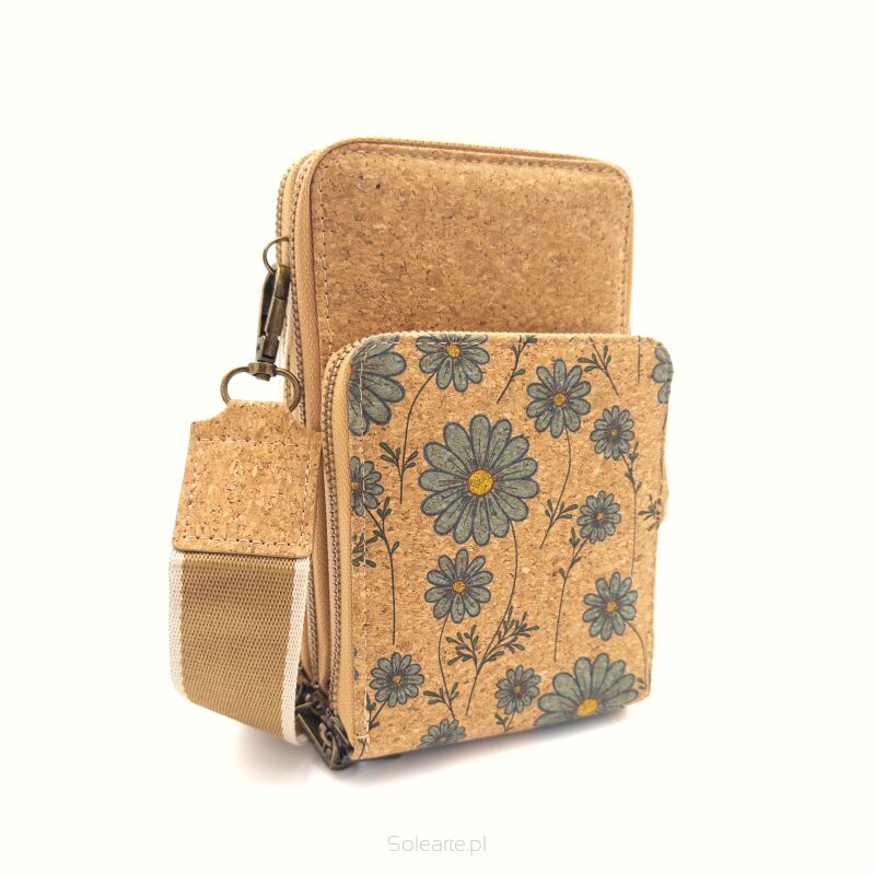 Listonoszka crossbody z paskiem FLORES korkowa 8p
