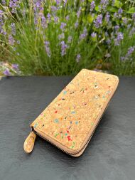 Portfel z paskiem CONFETTI damski korkowy 14p - 8